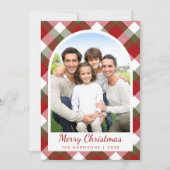 Elegant Arch Photo Plaid Christmas シーズンカード (正面)