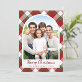 Elegant Arch Photo Plaid Christmas シーズンカード (スタンド正面)
