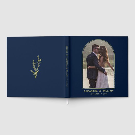Elegant Arch Photo Typography Wedding ゲストブック (全面)