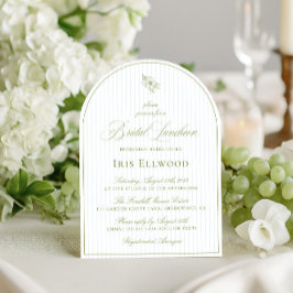 Elegant Arch Sage Green & Blue Bridal Luncheon 招待状
