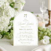 Elegant Arch Sage Green & Blue Bridal Luncheon 招待状