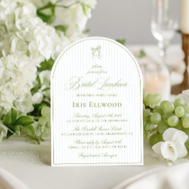 Elegant Arch Sage Green & Blue Bridal Luncheon 招待状