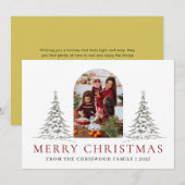 Elegant Arch Sketch Tree Merry Christmas Photo シーズンカード (正面/裏面)