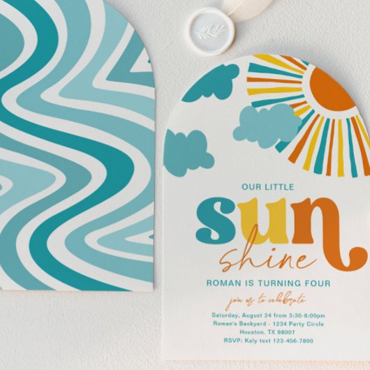 Elegant Arch Sun Birthday Invitation 招待状