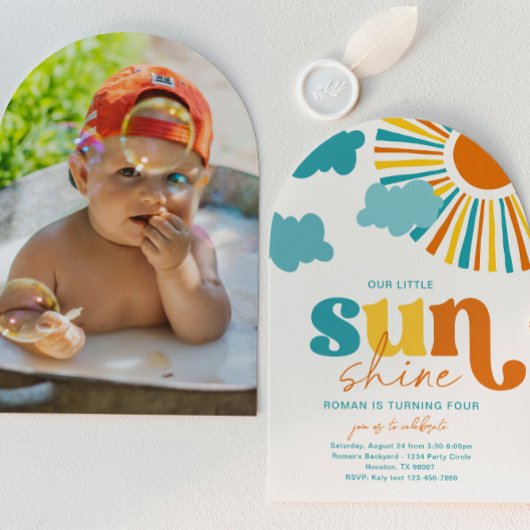 Elegant Arch Sun Birthday Invitation 招待状