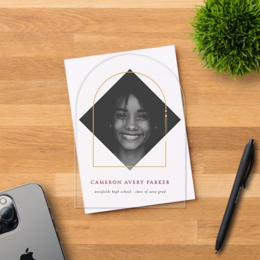 Elegant Arch Tassels Modern Frame Photo Graduation アクリル招待状 (インサイチュ (招待状))