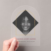 Elegant Arch Tassels Modern Frame Photo Graduation アクリル招待状 (インサイチュ (ポータブル))