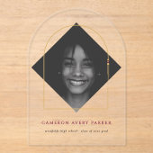 Elegant Arch Tassels Modern Frame Photo Graduation アクリル招待状 (正面)