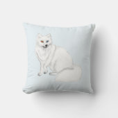 Elegant Arctic Fox Pillow with Snowflake Pattern  クッション (正面)