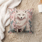 Elegant Arctic Fox Pink Floral クッション (ブランケット)