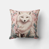 Elegant Arctic Fox Pink Floral クッション (裏面)