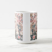 Elegant Arctic Fox Pink Floral コーヒーマグカップ (中央)