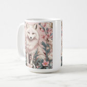 Elegant Arctic Fox Pink Floral コーヒーマグカップ (正面左)