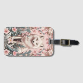Elegant Arctic Fox Pink Floral ラゲッジタグ (正面横)