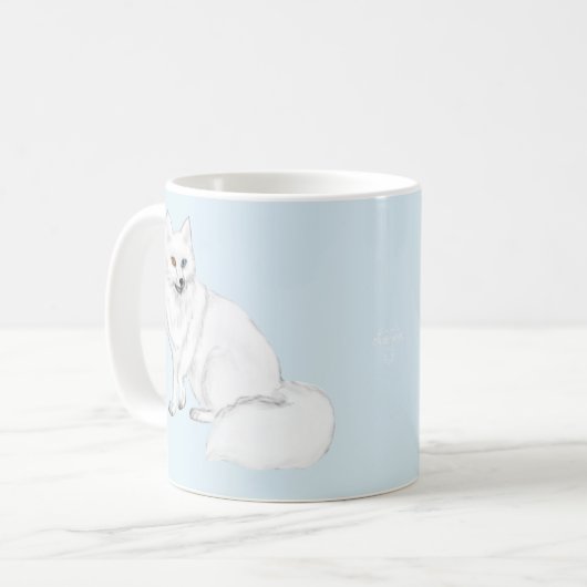 Elegant Arctic Fox with Snowflake Design Mug コーヒーマグカップ (正面左)