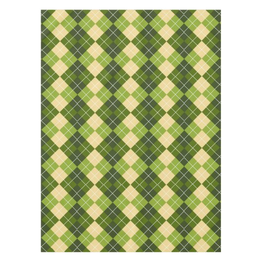 Elegant Argyle Pattern in Green and Yellow Diamond テーブルクロス (正面)