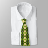 Elegant Argyle Pattern in Green and Yellow Diamond ネクタイ (タイ)