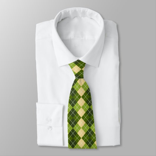 Elegant Argyle Pattern in Green and Yellow Diamond ネクタイ (タイ)