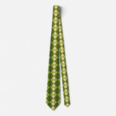 Elegant Argyle Pattern in Green and Yellow Diamond ネクタイ (正面)