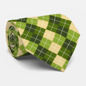 Elegant Argyle Pattern in Green and Yellow Diamond ネクタイ (ロール)