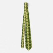 Elegant Argyle Pattern in Green and Yellow Diamond ネクタイ (裏面)