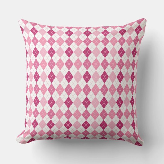 Elegant Argyle Pattern: Pink and Purple Delight クッション (正面)