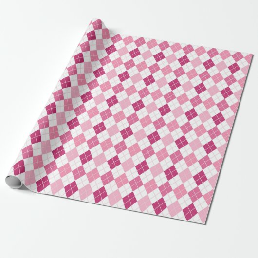 Elegant Argyle Pattern: Pink and Purple Delight ラッピングペーパー (アンロールド)