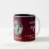 Elegant Aries Zodiac Symbol Traits Photo Mug ツートーンマグカップ (正面右)