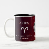 Elegant Aries Zodiac Symbol Traits Photo Mug ツートーンマグカップ (左)