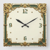 Elegant Art Deco  スクエア壁時計 (正面)