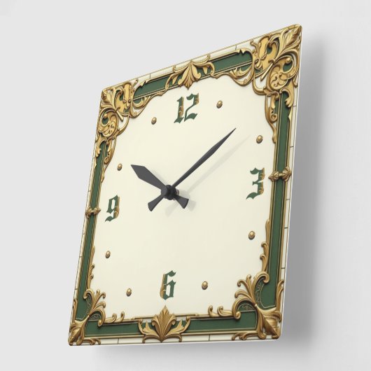 Elegant Art Deco  スクエア壁時計 (傾斜)