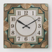 Elegant Art Deco スクエア壁時計 (正面)
