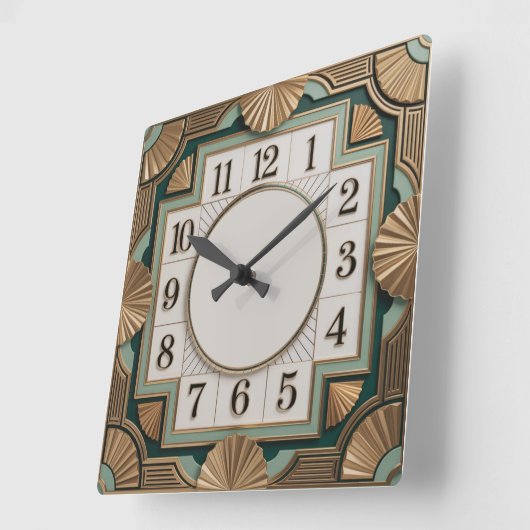 Elegant Art Deco スクエア壁時計 (傾斜)