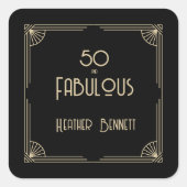 Elegant Art Deco 50 and Fabulous Birthday  スクエアシール (正面)