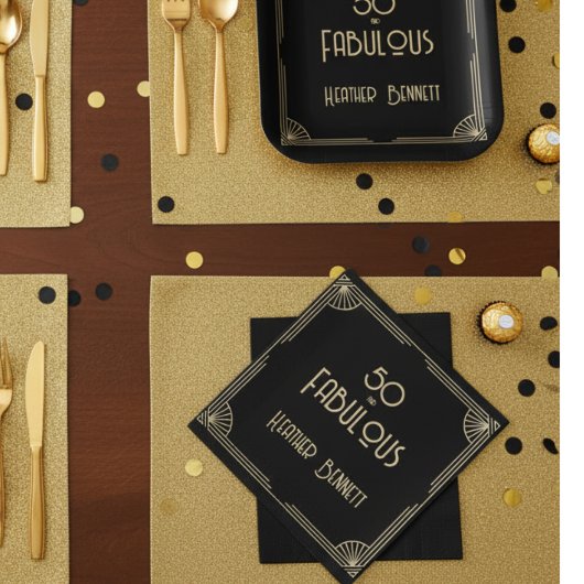 Elegant Art Deco 50 and Fabulous Birthday  スタンダードランチョンナプキン