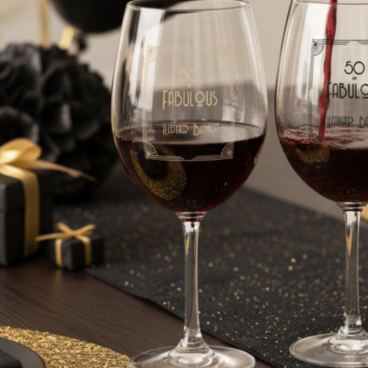 Elegant Art Deco 50 and Fabulous Birthday  ステムなしワイングラス