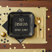 Elegant Art Deco 50 and Fabulous Birthday ペーパープレート