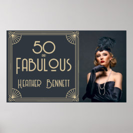 Elegant Art Deco 50 and Fabulous Birthday ポスター