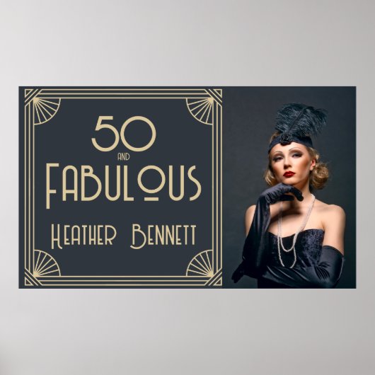 Elegant Art Deco 50 and Fabulous Birthday ポスター (正面)