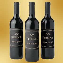 Elegant Art Deco 50 and Fabulous Birthday  ワインラベル