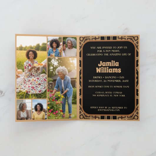 Elegant Art Deco 60th Birthday Party Six Photos 招待状 (内部)