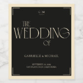 Elegant Art Deco Black Cream Old Money Style ワインラベル (シングルラベル)