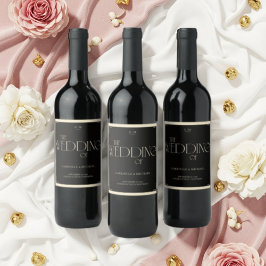 Elegant Art Deco Black Cream Old Money Style ワインラベル