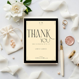 Elegant Art Deco Black Typography Thank You ポストカード