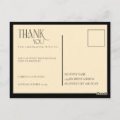 Elegant Art Deco Black Typography Thank You ポストカード (裏面)