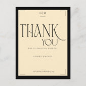 Elegant Art Deco Black Typography Thank You ポストカード (正面)