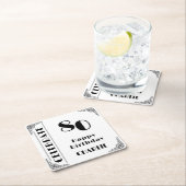Elegant Art Deco Black & White 80th Birthday Party スクエアペーパーコースター (インサイチュ)