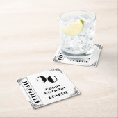 Elegant Art Deco Black & White 90th Birthday Party スクエアペーパーコースター (インサイチュ)
