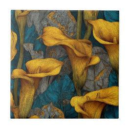 Elegant Art Deco Calle Lilies Tiles For Backsplash タイル