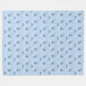 Elegant Art Deco Cats - Blue フリースブランケット (正面(横))